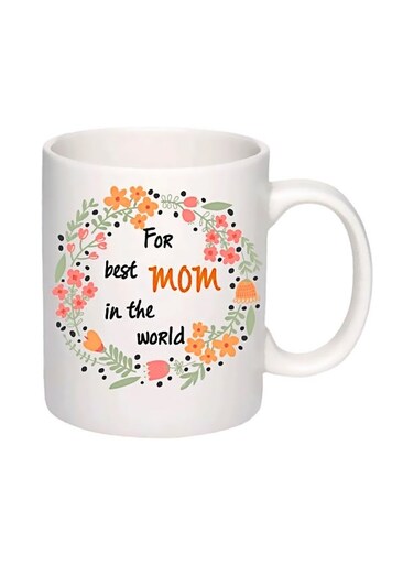 For Best Mom In The World Printed Mug White/Black/Yellow