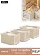 3 Pieces Foldable Closet Storage Organizer with Clear Lid and Window, Washable Closet Storage Boxes with Carrying Handles , Stackable Wardrobe Clothes Organizer,Cube Storage Bin for Clothes Wardrobe Home Bedroom Office