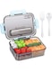 Tazweeq Lunch Box for Adults Kids,3 Compartment Lunch Containers for Adults,Food Grade Plastic Bento Lunch Box with with Spoon &amp; Fork,BPA Free,Leak-proof,Dishwasher Safe,Microwave Safe(Blue)