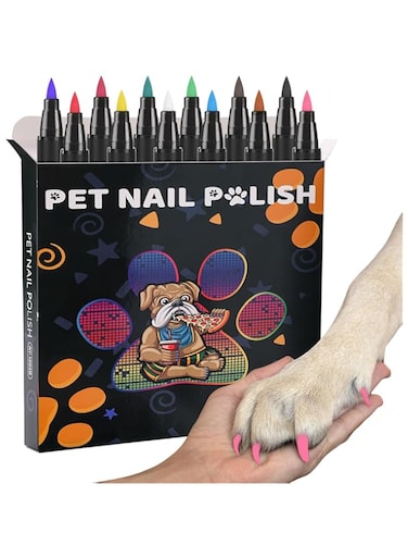 Dog Nail Polish, 12Colors Quick Dry Pet Nail Polish, Dog Safe Nail Polish Doggy Nail Polish, Ideal Present for Dogs Pets