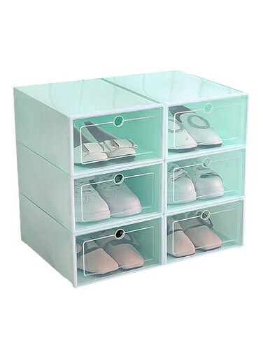 6-Piece Stackable Shoe Storage Rack Green 47x34x39cm