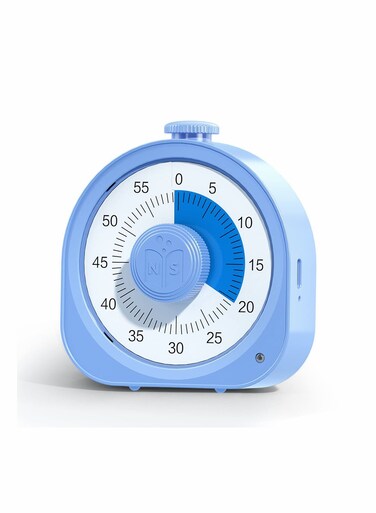 Timer Rechargeable 60 Minute Visual Desk Countdown Time Clock for Kids and Adults, Kitchen Cooking Pomodoro Productivity, Management Tool Teaching Classroom (Blue)
