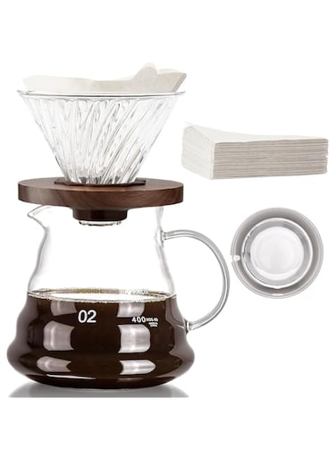 Pour Over Coffee Maker, Borosilicate Glass Carafe, Drip Coffee Maker for Home Caf&eacute; Restaurant Camping (ClearA, L)