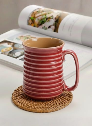 And Twine Crimson Red Ribbed Jumbo Mug Set of 2