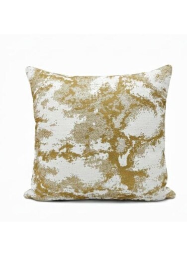 Stylish Beige &amp; White Abstract Pattern Square Cushion for Sofa &amp; Bed &acirc;&euro;&ldquo; Cotton Fabric, 45&Atilde;&mdash;45 cm