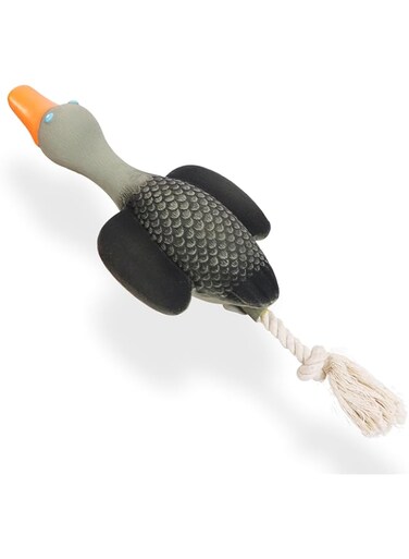 SCHITEC Squeaky Rope Dog Toys, Latex Rubber Squeak Duck Tug of War Toy, Interactive Play Puppy Stuffed Chew Toy for Small Medium Dogs