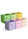 11 Inch Fabric Storage Cubes - Sturdy Collapsible Storage Bins &amp; Handle - 6 Foldable Baskets for Organizing Clothes, Toys, Books - Multi Colored Storage Baskets for Shelves, Kids Room, Closets