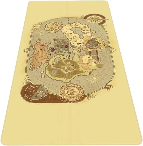 Gaming Mouse Pad 90x40cm Non-Slip World Map Design XXL Desk Pad Light Yellow