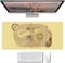 Gaming Mouse Pad 90x40cm Non-Slip World Map Design XXL Desk Pad Light Yellow