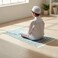 Prayer Mat for Kids &amp; Teens 50x100cm Compact Adult Prayer Mat for Mosque &amp; Travel Lightweight Narrow Janamaz with Anti-Slip Base &amp; Soft Velvet Top Islamic Musalla Sajadah Blue/Beige