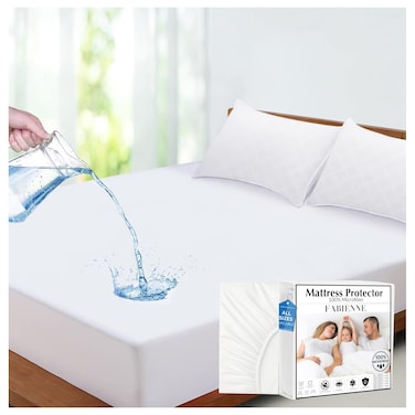 Waterproof Mattress Protector 120x200cm Microfiber Twin/Single Bed Size Microfiber+TPU High Absorption Pad Cover for Bed 30cm Edge Fitted Style 100% Waterproof Breathable and Durable White