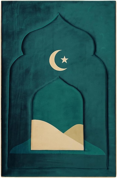 سجادة صلاة إسفنجية 70×110 سم مبطنة بسُمك داعم للركبتين هدية لكبار السن خفيفة الوزن وغير قابلة للانزلاق بتصميم ثلاثي الأبعاد أخضر داكن