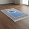 Ultra Plush Silky Prayer Mat 70x110cm Premium Printed Islamic Sajadah Soft with Non-Slip Silicon Base Lightweight Portable Musalla for Gift Ramadan Eid Hajj &amp; Umrah Blue/Beige