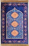 Premium Prayer Mat 70x110cm Printed Velvet Islamic Sajadah with Non-Slip Base &amp; Shiny Tassels, Lightweight &amp; Portable Musalla Gift for Ramadan Eid Hajj Umrah Blue/Multicolor