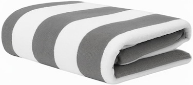 Oversized Premium Beach Towel 90x180 cm Luxury Pool Towel Cabana Stripe Oversized Bath Sheet Spa Towel Sand Resistant 5-Star Hotel Quality Towel Grey