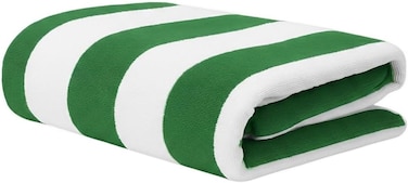 Oversized Premium Beach Towel 90x180 cm Luxury Pool Towel Cabana Stripe Oversized Bath Sheet Spa Towel Sand Resistant 5-Star Hotel Quality Towel Green