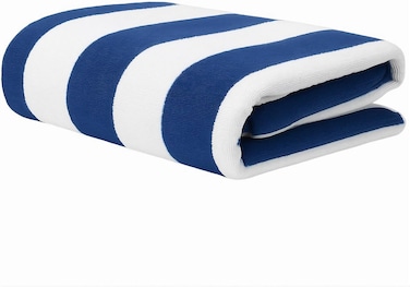 Oversized Premium Beach Towel 90x180 cm Luxury Pool Towel Cabana Stripe Oversized Bath Sheet Spa Towel Sand Resistant 5-Star Hotel Quality Towel Blue