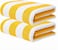 2-Pc Oversized Premium Beach Towels 90x180 cm Luxury Pool Towel Cabana Stripe Oversized Bath Sheet Spa Towel Sand Resistant 5-Star Hotel Quality Towel Yellow