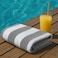 2-Pc Oversized Premium Beach Towels 90x180 cm Luxury Pool Towel Cabana Stripe Oversized Bath Sheet Spa Towel Sand Resistant 5-Star Hotel Quality Towel Grey