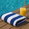 2-Pc Oversized Premium Beach Towels 90x180 cm Luxury Pool Towel Cabana Stripe Oversized Bath Sheet Spa Towel Sand Resistant 5-Star Hotel Quality Towel Blue