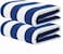 2-Pc Oversized Premium Beach Towels 90x180 cm Luxury Pool Towel Cabana Stripe Oversized Bath Sheet Spa Towel Sand Resistant 5-Star Hotel Quality Towel Blue