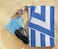 Pack of 4 Beach Towels 30x60 Inch Cabana Stripe Pool Towels 100% Cotton Bath Sheets 76x152 cm Highly Absorbent &amp; Quick Dry Over-Sized Bath Towels Blue/Dark Grey
