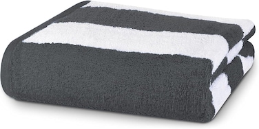 100% Cotton Beach Towel 30x60 Inch Pool Towel Cabana Stripe Bath Sheet 76x152 cm Highly Absorbent &amp; Quick Dry Over-Sized Bath Towel Dark Grey