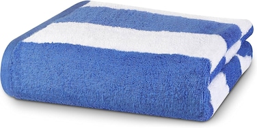 100% Cotton Beach Towel 30x60 Inch Pool Towel Cabana Stripe Bath Sheet 76x152 cm Highly Absorbent &amp; Quick Dry Over-Sized Bath Towel Blue