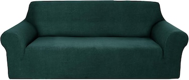 Stretch Fit 3-Seater Sofa Cover Teal Green Soft Brushed Fabric Couch Cover Full Coverage Furniture Protector Slipcover Three Seater Fits on Standard and Recliner Sofa 185-235cm Size