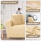 Stretch Fit 4-Seater Sofa Cover Cream Soft Brushed Fabric Couch Cover Full Coverage Furniture Protector Slipcover Four Seater Fits on Standard and Recliner Sofa 235-300cm Size