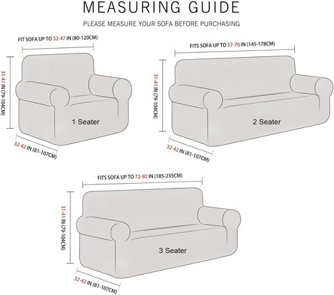 Stretch Fit 7 Seater Sofa Cover Set Grey 3211 Combination Soft Brushed Fabric Couch Cover Full Coverage Furniture Protector Slipcover Seven Seater Fits on Standard and Recliner Sofa