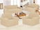 Stretch Fit 7 Seater Sofa Cover Set Cream 3211 Combination Soft Brushed Fabric Couch Cover Full Coverage Furniture Protector Slipcover Seven Seater Fits on Standard and Recliner Sofa