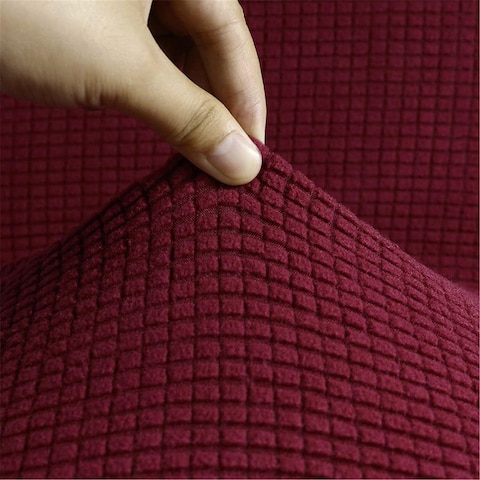 Stretch Fit 7 Seater Sofa Cover Set Burgundy 3211 Combination Soft Brushed Fabric Couch Cover Full Coverage Furniture Protector Slipcover Seven Seater Fits on Standard and Recliner Sofa