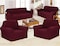 Stretch Fit 7 Seater Sofa Cover Set Burgundy 3211 Combination Soft Brushed Fabric Couch Cover Full Coverage Furniture Protector Slipcover Seven Seater Fits on Standard and Recliner Sofa