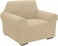 High Stretch 1 Seater Sofa Cover Cream Soft Brushed Fabric Couch Cover Full Coverage Furniture Protector Slipcover One Seater Fits on Standard and Recliner Sofa 80-120cm Size