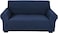 Stretch Fit 2-Seater Sofa Cover Navy Blue Soft Brushed Fabric Couch Cover Full Coverage Furniture Protector Slipcover Two Seater Fits on Standard and Recliner Sofa 145-178cm Size