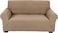 Stretch Fit 2-Seater Sofa Cover Sand Beige Soft Brushed Fabric Couch Cover Full Coverage Furniture Protector Slipcover Two Seater Fits on Standard and Recliner Sofa 145-178cm Size