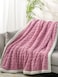 Fabienne Jacquard Sherpa Blanket Single Size 160x220cm Faux Fur Bed Blanket Reversible Warm Cashmere Blanket Pink for Throw Bed Sofa Travel Couch