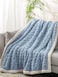Fabienne Jacquard Sherpa Blanket Single Size 160x220cm Faux Fur Bed Blanket Reversible Warm Cashmere Blanket Blue Grey for Throw Bed Sofa Travel Couch