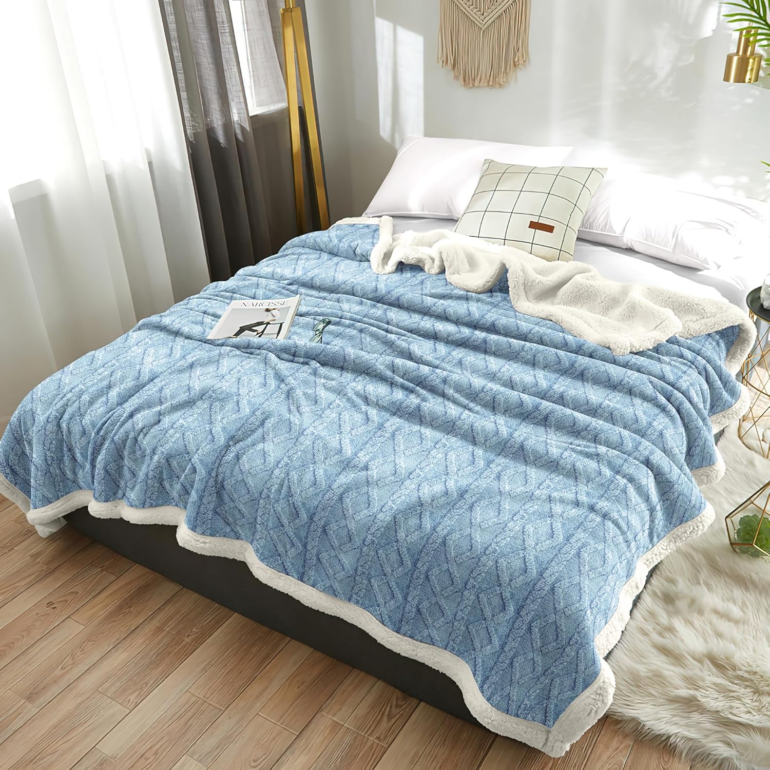 Buy Fabienne Jacquard Sherpa Blanket Single Size 160x220cm Faux