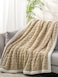 Fabienne Jacquard Sherpa Blanket King Size 220x240cm Faux Fur Bed Blanket Reversible Warm Cashmere Blanket Beige for Throw Bed Sofa Travel Couch