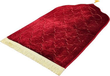 Buy Embossed Dome Style Prayer Mat Maroon Anti-Slip Velvet Top