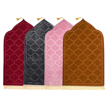 Pack of 4 Prayer Mats 70x110cm Anti-Slip Velvet Top Islamic Prayer Rug New Dome Design Padded Sajadah Prayer Mat for Kids Men Women Eid Gift Ramadan Prayer Mat Multicolor