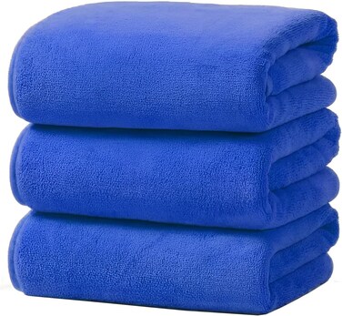 Fabienne 3-Pc Multipurpose Microfiber Gym Towel Set Blue 50x90cm Hand Towel, Hair Towel, Car Cleaning Towel, Kitchen Towel Soft and Durable