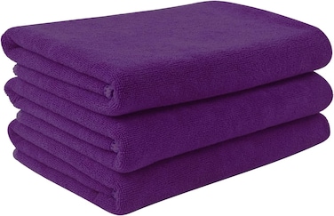 Fabienne 3-Pc Multipurpose Microfiber Towel Set Purple 50x90cm Gym Towel, Hand Towel, Hair Towel, Car Cleaning Towel, Kitchen Towel Soft and Durable