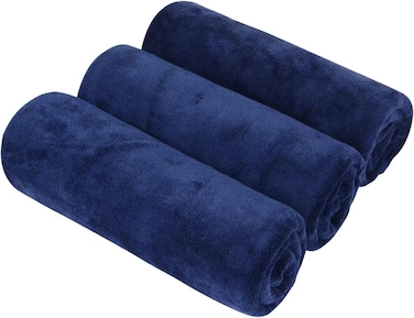 Fabienne 3-Pc Multipurpose Microfiber Towel Set Navy Blue 50x90cm Gym Towel, Hand Towel, Hair Towel, Car Cleaning Towel, Kitchen Towel Soft and Durable
