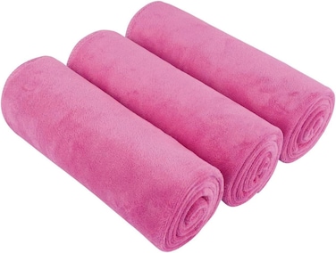 Fabienne 3-Pc Multipurpose Microfiber Towel Set Pink 50x90cm Gym Towel, Hand Towel, Hair Towel, Car Cleaning Towel, Kitchen Towel Soft and Durable