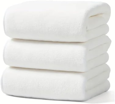 Fabienne 3-Pc Multipurpose Microfiber Towel Set Off White 50x90cm Gym Towel, Hand Towel, Hair Towel, Car Cleaning Towel, Kitchen Towel Soft and Durable