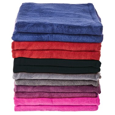 Fabienne 12-Piece Microfiber Towel Set 50x90cm Durable Gym Towel/Hand Towel/Face Towel/Car Cleaning Towel Multicolor