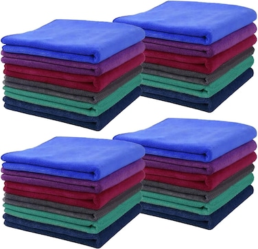 Fabienne 24-Pc Microfiber Cleaning Towel Set 30x30cm Wash clothes Durable &amp; Washable 330 GSM Cleaning Cloths for Kitchen, Bathroom Cleaning All Purpose Microfiber Towel Multicolour